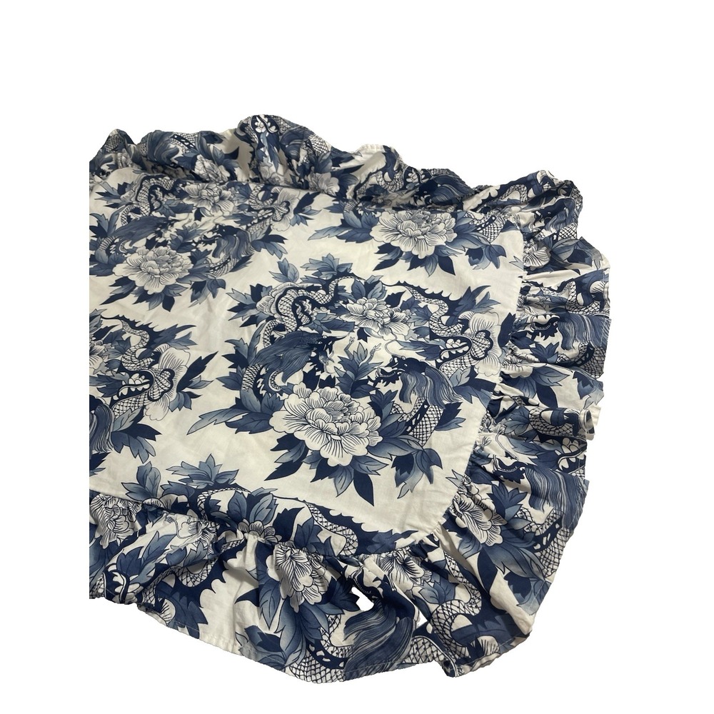 Vintage Ralph Lauren Nanking Standard 2 Shams Porcelain Dragon Blue White Ruffle